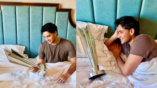 Abhishek Sharma T20 World Cup 2026 photo with trophy