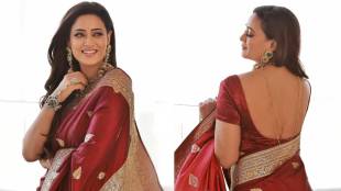 Shweta Tiwari red saree look, Shweta Tiwari traditional photoshoot