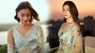 Alia Bhatt pastel green saree look