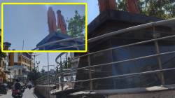 महात्मा फुले आणि सावित्रीबाई फुले यांचे पुतळे असलेल्या परिसरातील संरक्षक भिंतींची दुरवस्था