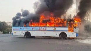 Nashik Pune Highway ST Bus Fire Hirkani Safe Passengers Driver