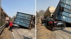 मुंबई-पुणे द्रुतगती मार्गावर भीषण अपघात; तिघांचा जागीच मृत्यू, चौघेजण जखमी