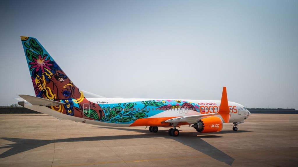 Air India Express Flying Canvas Boeing 737-8 | Oseen Siva Kochi Muziris Biennale Art | Tales of India Aviation Heritage | Indian Cultural Art on Aircraft Tail Air India Express Flying Canvas Boeing 737-8 | Oseen Siva Kochi Muziris Biennale Art | Tales of India Aviation Heritage | Indian Cultural Art on Aircraft Tail