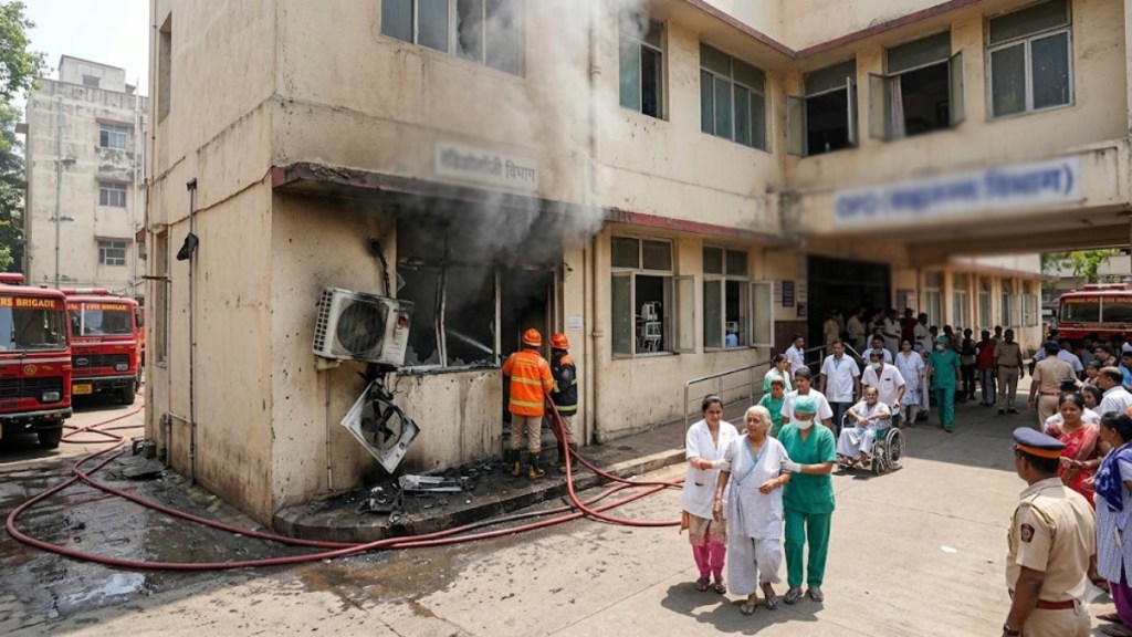 Sion Hospital Mumbai fire incident | Radiology department AC blast news | Mumbai Hospital fire safety | BMC hospital emergency rescue operations Sion Hospital Mumbai fire incident | Radiology department AC blast news | Mumbai Hospital fire safety | BMC hospital emergency rescue operations