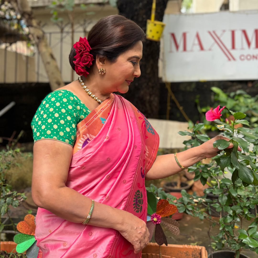 Nivedita Ashok Saraf Pink Paithani Saree Look