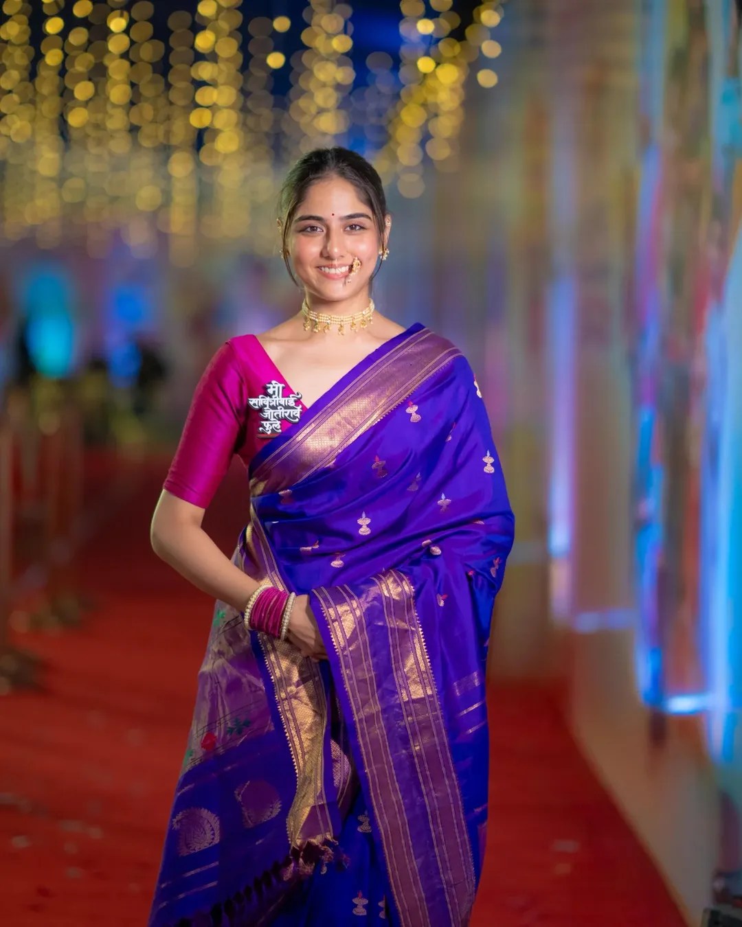Rajasi Bhave Blue Paithani Saree Look