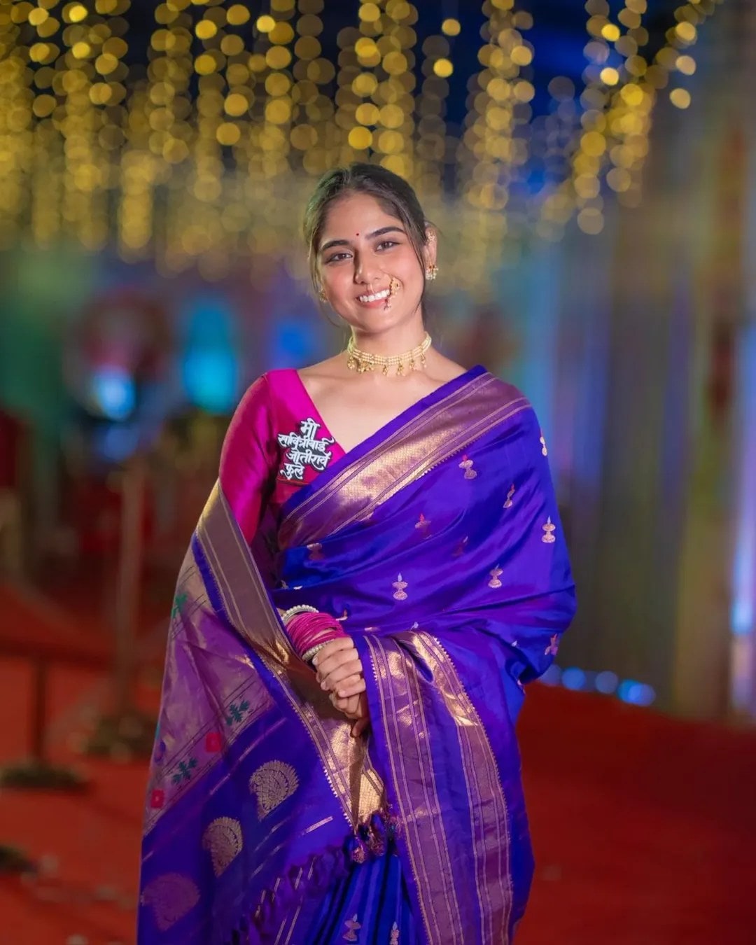 Rajasi Bhave Blue Paithani Saree Look