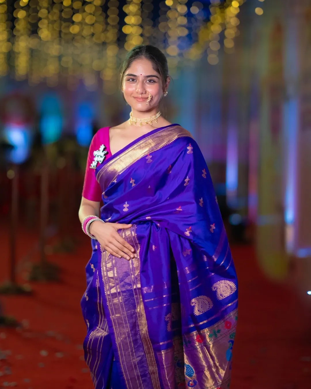 Rajasi Bhave Blue Paithani Saree Look