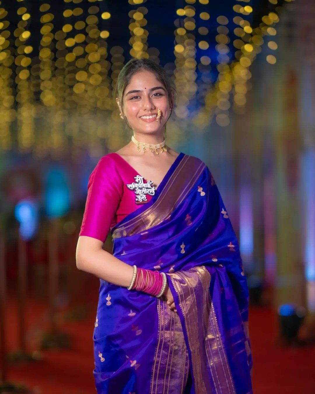 Rajasi Bhave Blue Paithani Saree Look