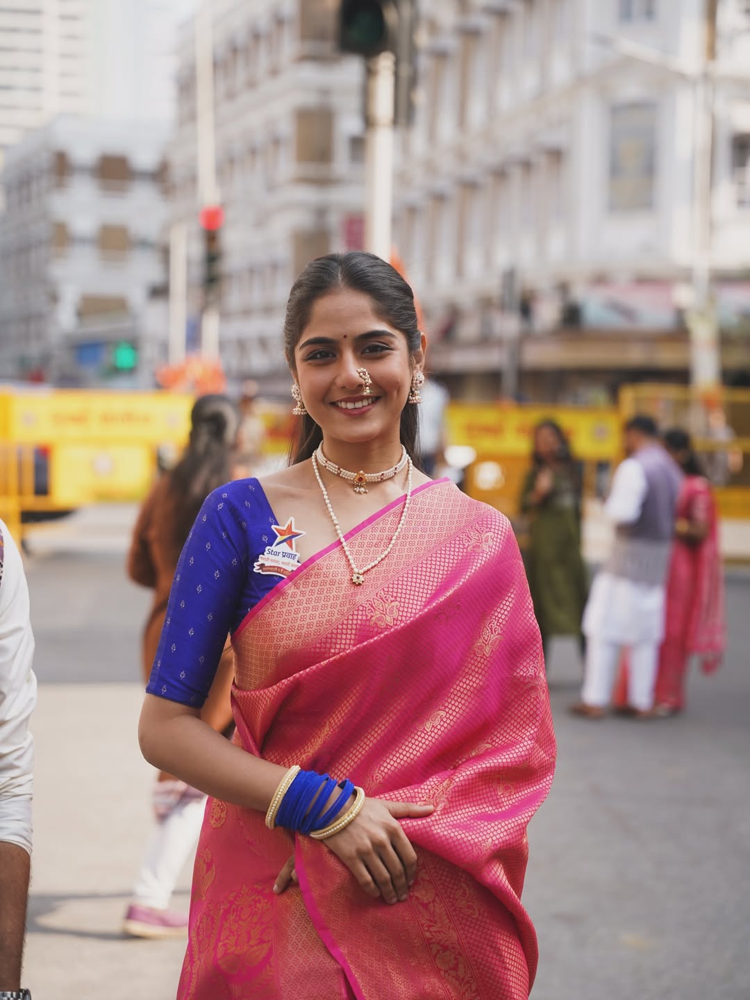 Rajasi Bhave Blue Paithani Saree Look