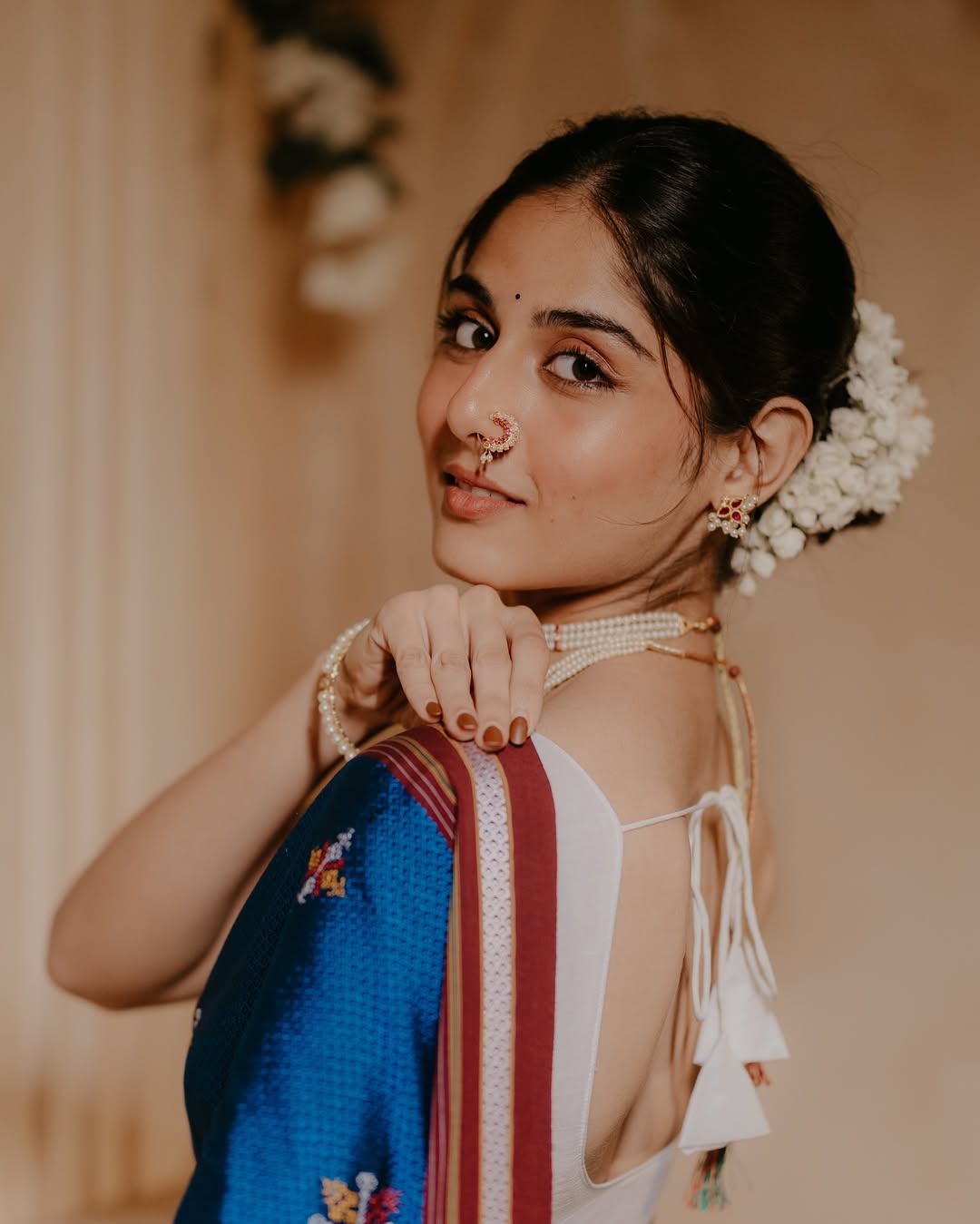 Rajasi Bhave Blue Paithani Saree Look