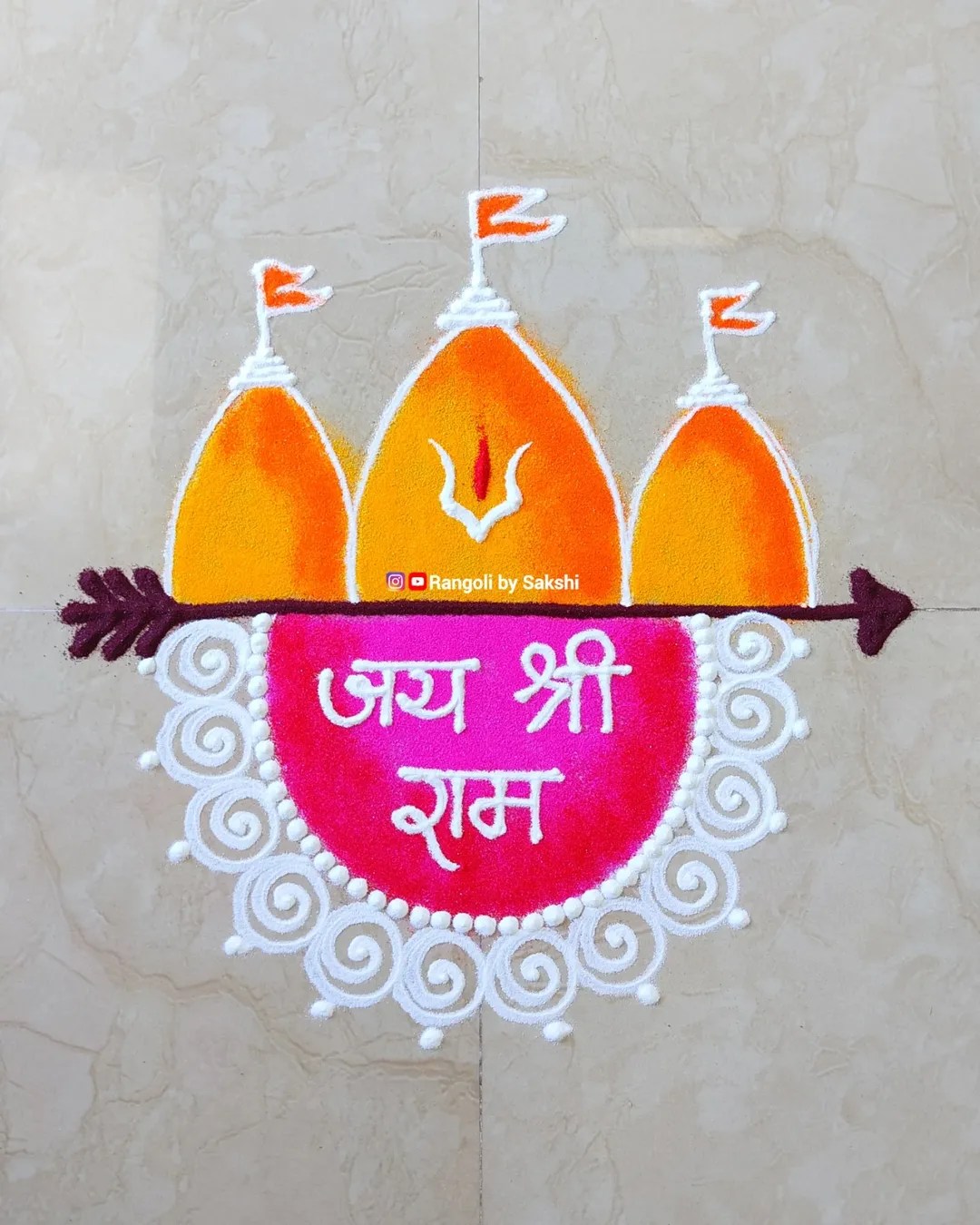 Ram Navami 2026 Special Easy Rangoli Design By Sakshi Ingle Jai Shree ...