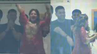MS Dhoni Wife Sakshi Loud Celebration goes viral on Jasprit bumrah bowling Dhoni Hilarious reaction Video viral