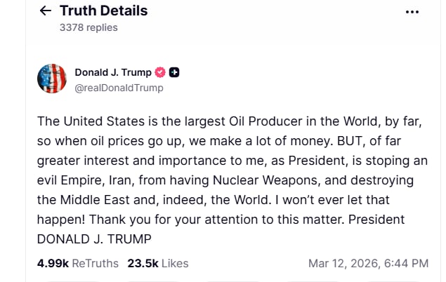 Donald Trump On Crude Oil Prices