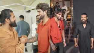 Tilak Varma Meets Ramcharan on Movie set Gives Special Bat to Him after T20 WC 2026 Win Video viral