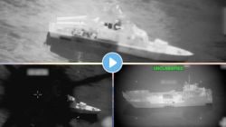 US Attack Near Strait of Hormuz Video: होर्मुझ सामुद्रधुनीजवळ सुरुंग पेरणारे १६ इराणी जहाज नष्ट केल्याचा अमेरिकेचा दावा; थरारक व्हिडिओ समोर, पाहा