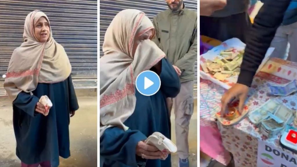 Kashmiri woman donating gold to Iran relief Kashmiri woman donating gold to Iran relief