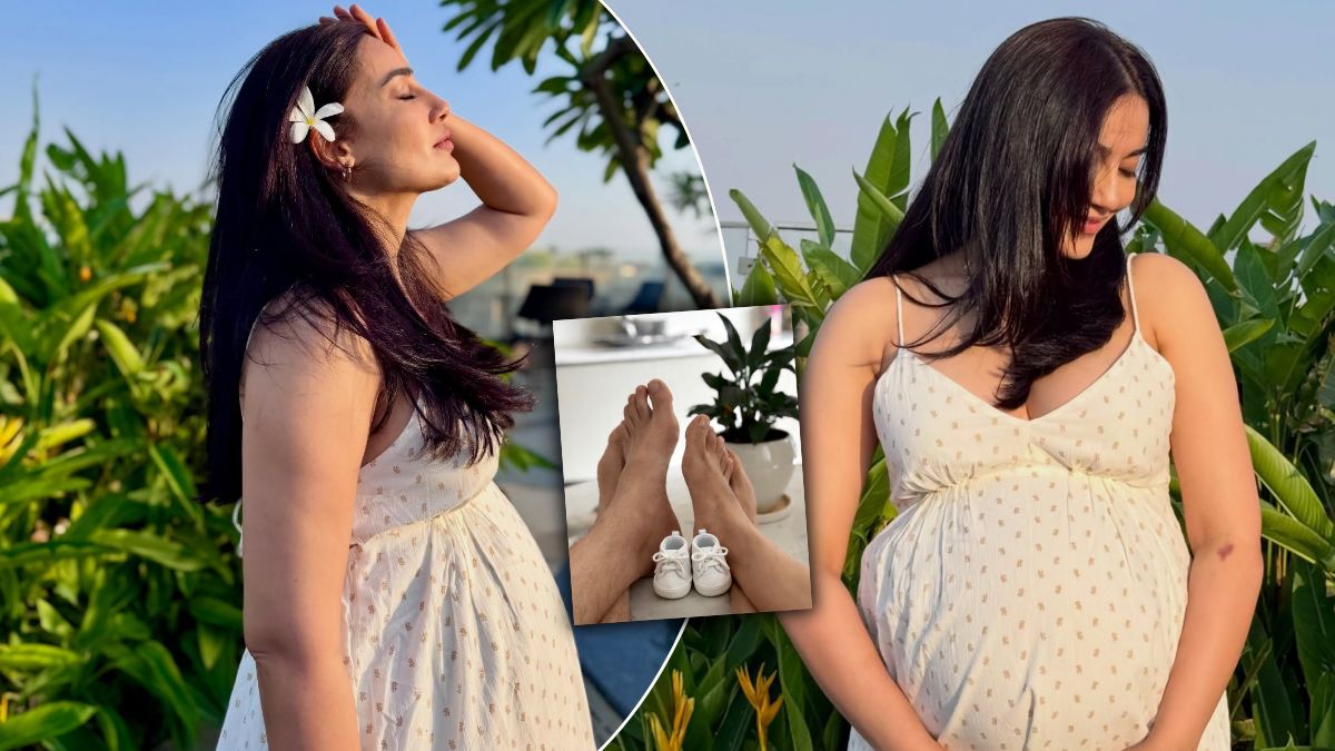 actress surbhi jyoti shares pregnancy baby bump photos in white mini dress on instagram