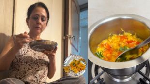 Marathi Actress Aishwarya Narkar sharing dinner recipe video on Instagram