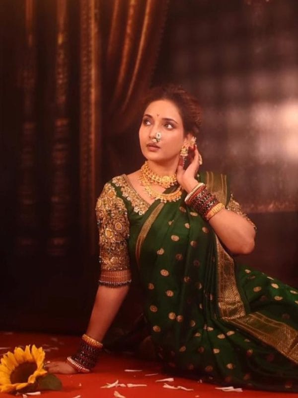 Rupali Bhosale green saree look