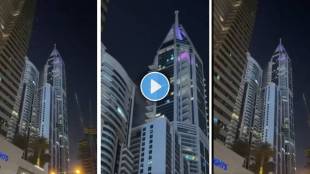 Smoke rising from 23 Marina tower Dubai | Iran missile debris hits Dubai building | दुबई मरीना आग | इराण इस्रायल युद्ध २०२६
