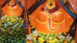 गुढीपाडव्याच्या मंगलदिनी गणपतीपुळे मंदिरात आम्रफळांची अप्रतिम आरास; भाविकांची मोठी गर्दी