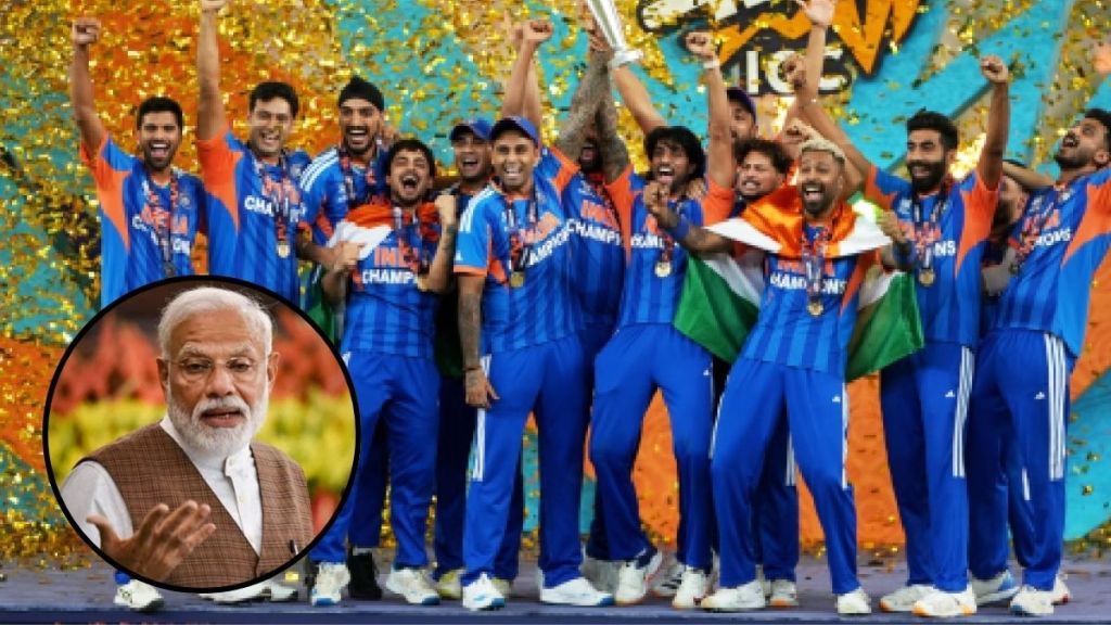 भारतीय पुरुष क्रिकेट संघाने सलग दुसऱ्यांदा टी-२० विश्वचषक जिंकून इतिहास रचला आहे.
(AP Photo/Ajit Solanki) भारतीय पुरुष क्रिकेट संघाने सलग दुसऱ्यांदा टी-२० विश्वचषक जिंकून इतिहास रचला आहे.
(AP Photo/Ajit Solanki)