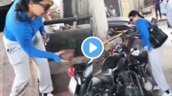 Jaipur Girl Breaks Bullet Viral Video: भररस्त्यात राडा! किरकोळ अपघातानंतर तरुणीने दगडाने फोडली बुलेट; संतापजनक Video व्हायरल