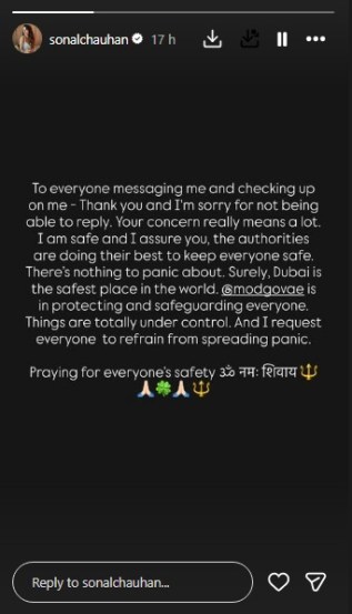 sonal chauhan instagram story