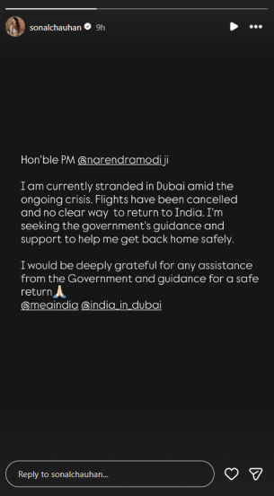 sonal chauhan instagram story