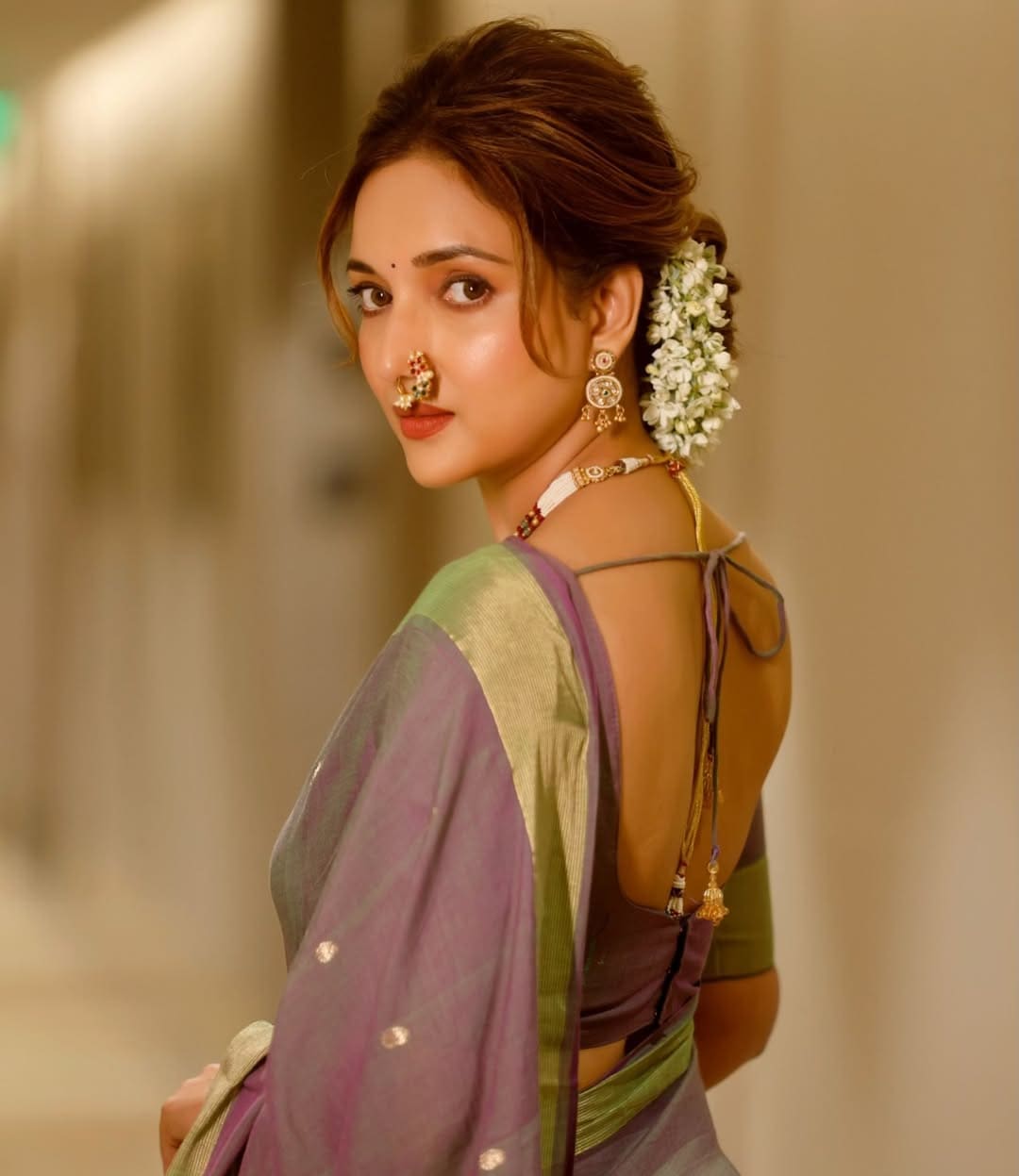 Rupali Bhosale blue saree photos