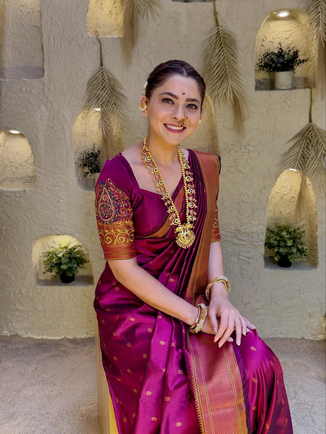 Sonalee Kulkarni Vidarbha Karvatkathi saree ethnic look