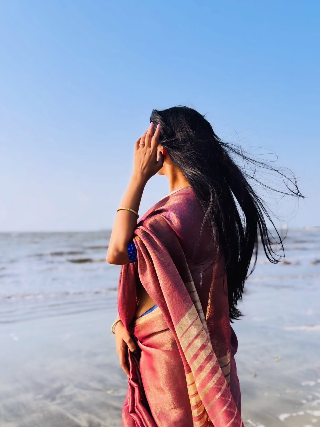 Shivani Mundhekar purple saree photoshoot