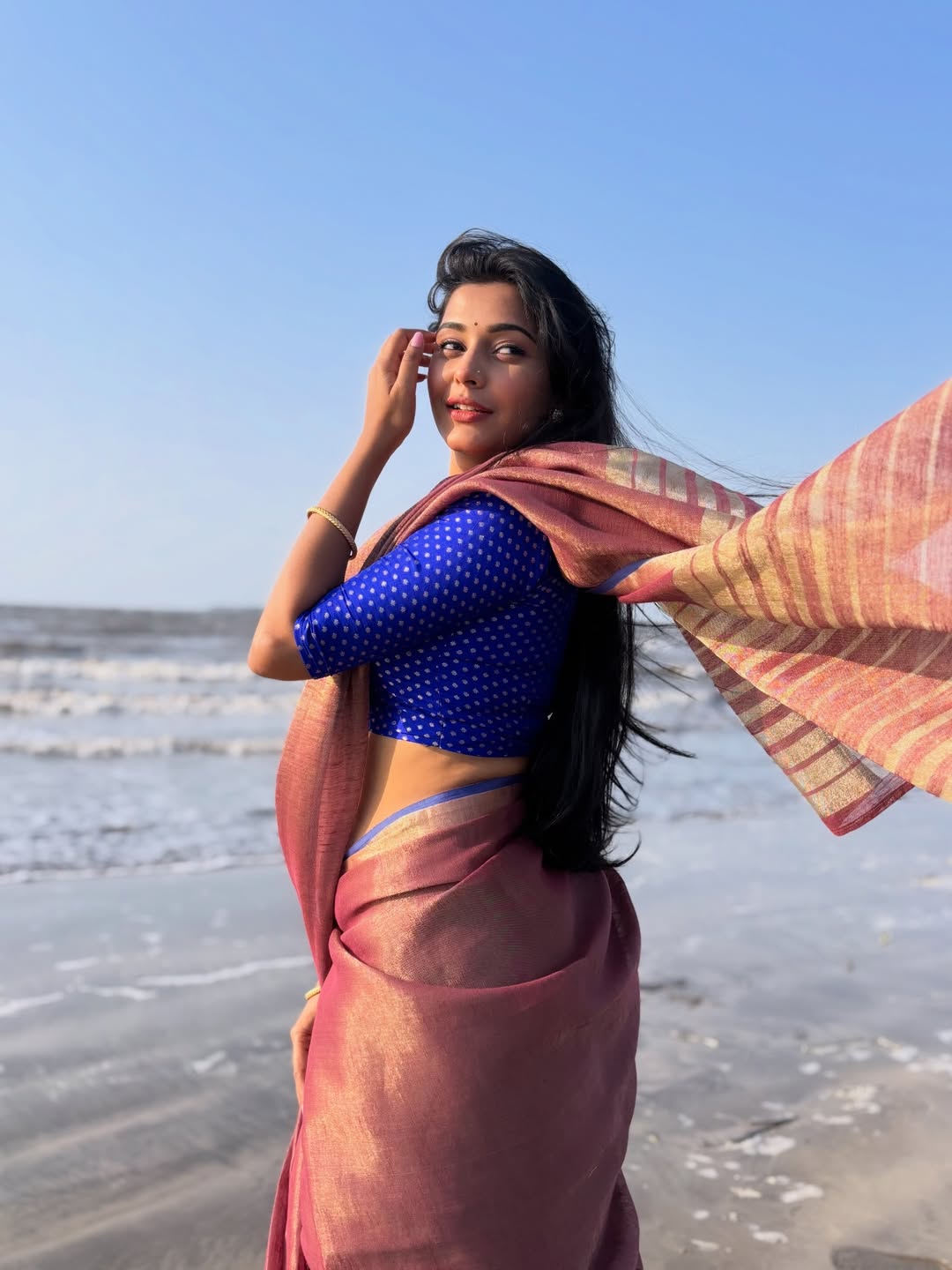 Shivani Mundhekar purple saree photoshoot