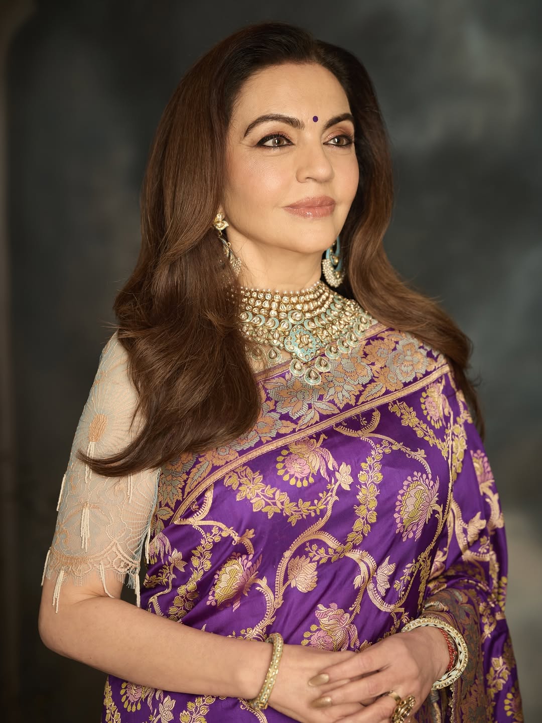 Nita Ambani Jamdani Saree look