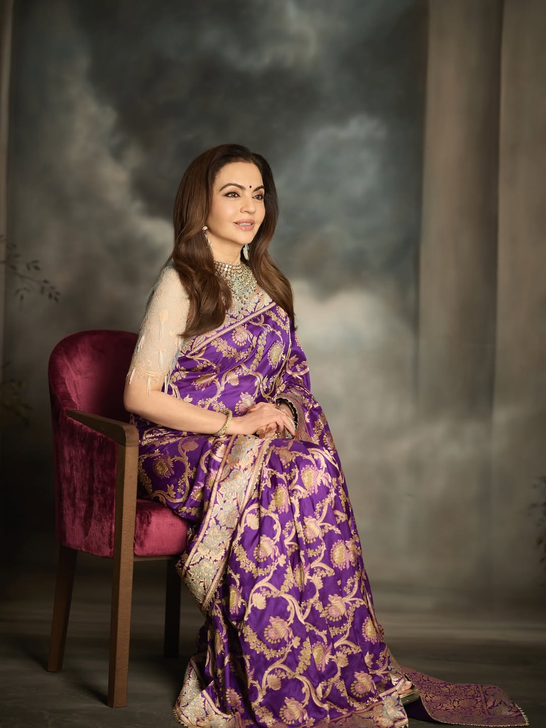 Nita Ambani Jamdani Saree look