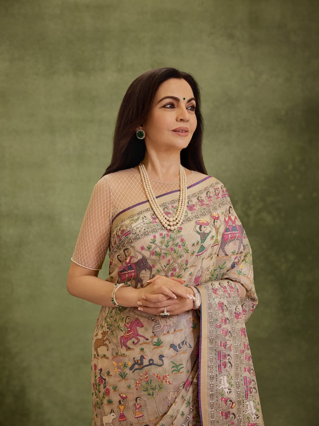 Nita Ambani Jamdani Saree look