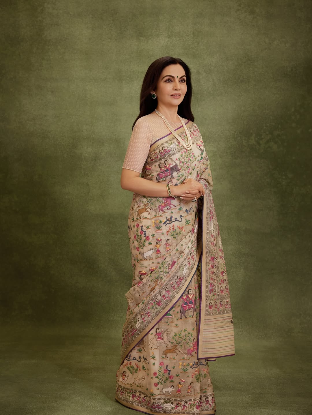 Nita Ambani Jamdani Saree look