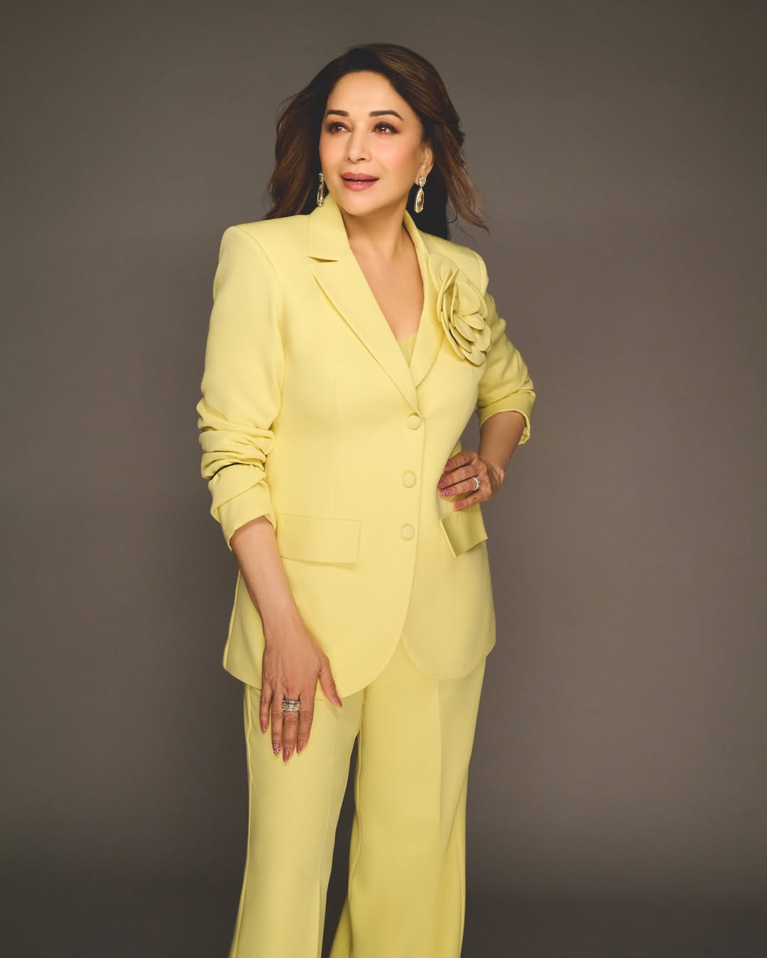 Madhuri Dixit yellow suit latest photos