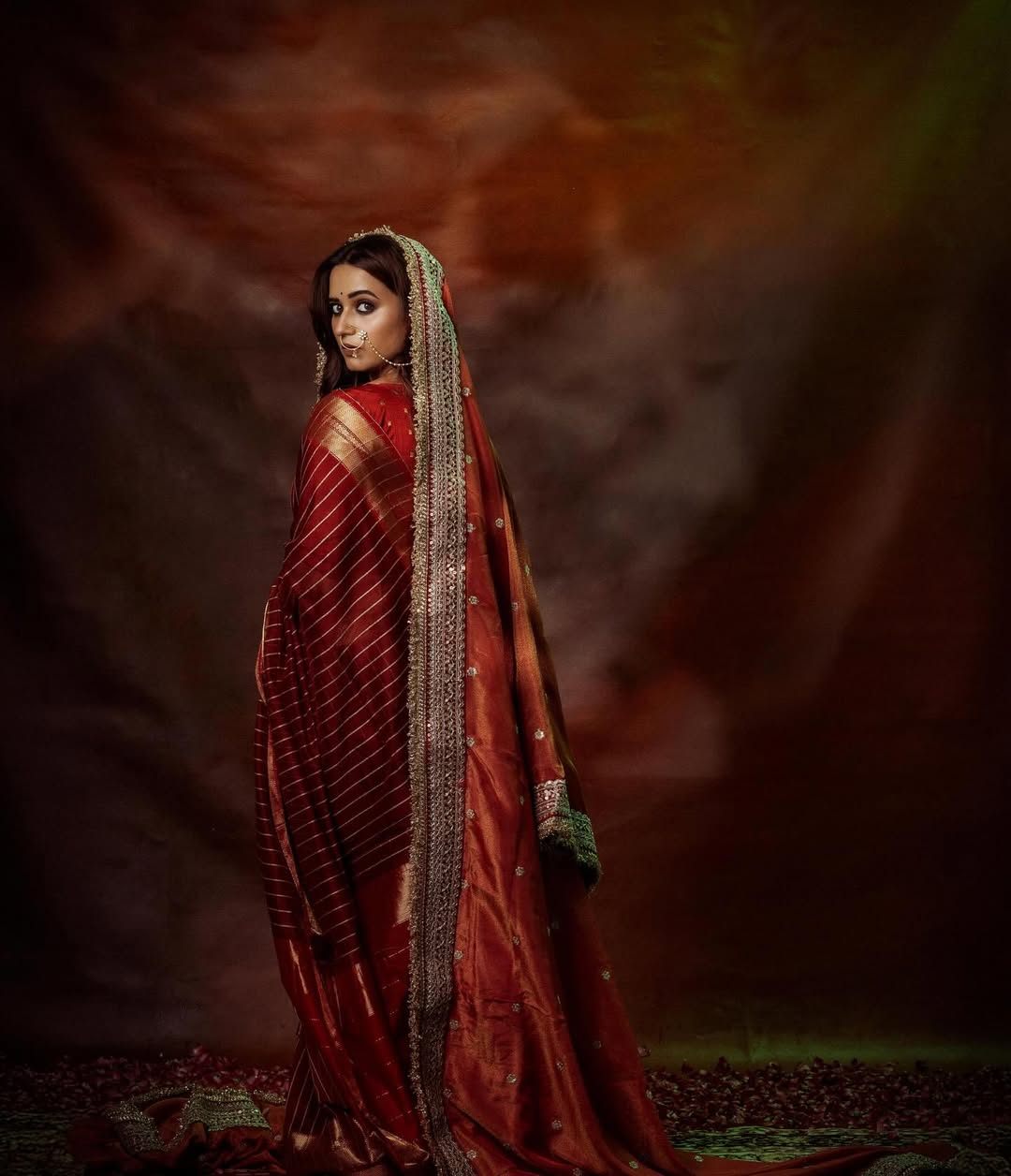 Shivani Surve red saree photoshoot