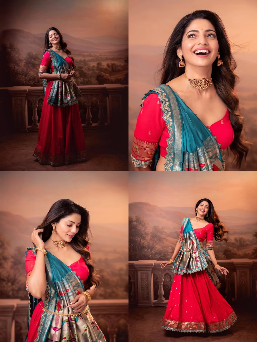 Pooja Sawant red lehenga look photos
