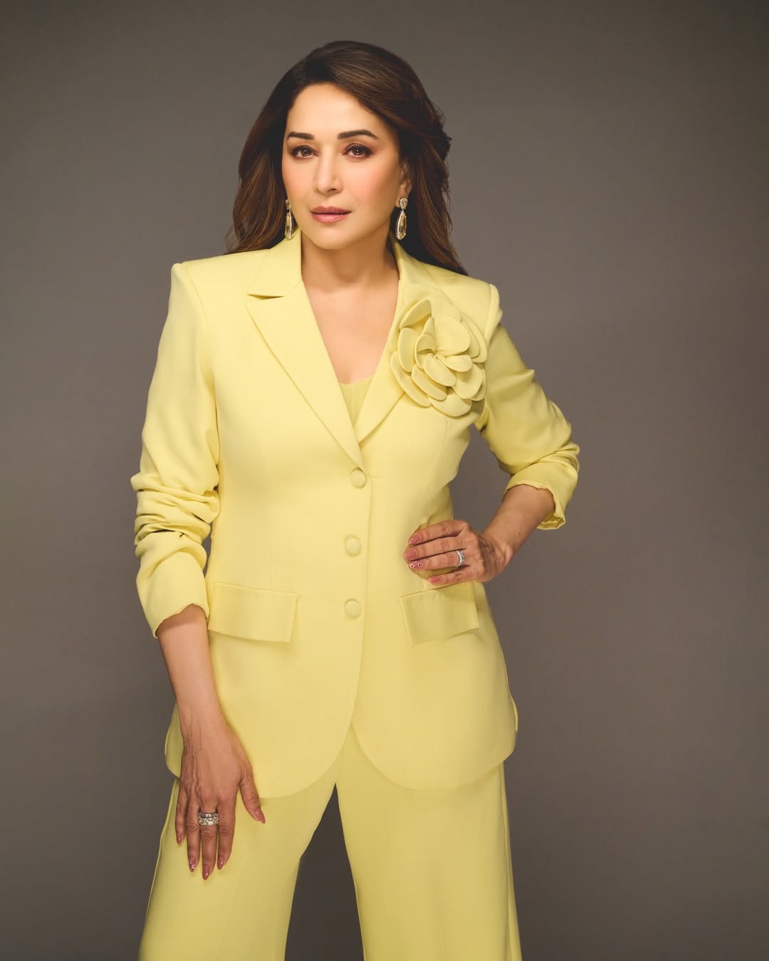 Madhuri Dixit yellow suit latest photos