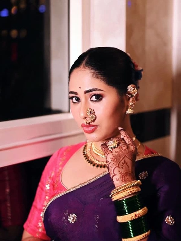 Akshaya Hindalkar Purple Saree Reel Video