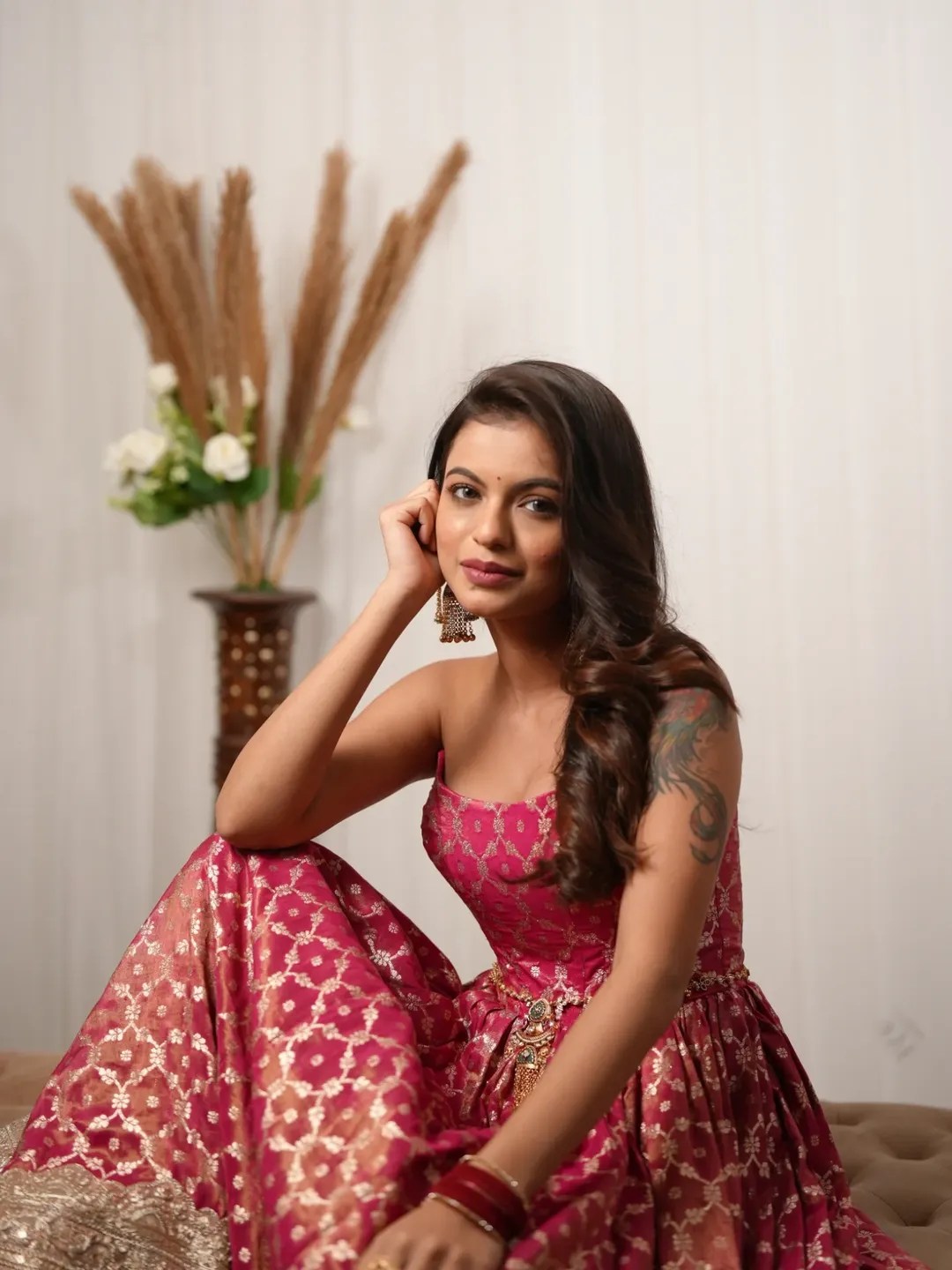 Anushri Mane Orange Bandhani Dress Look