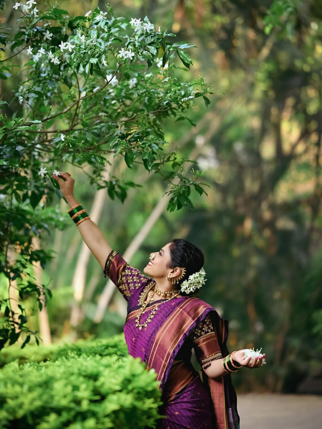 Ashvini Mahangade Purple Paithani Saree Look