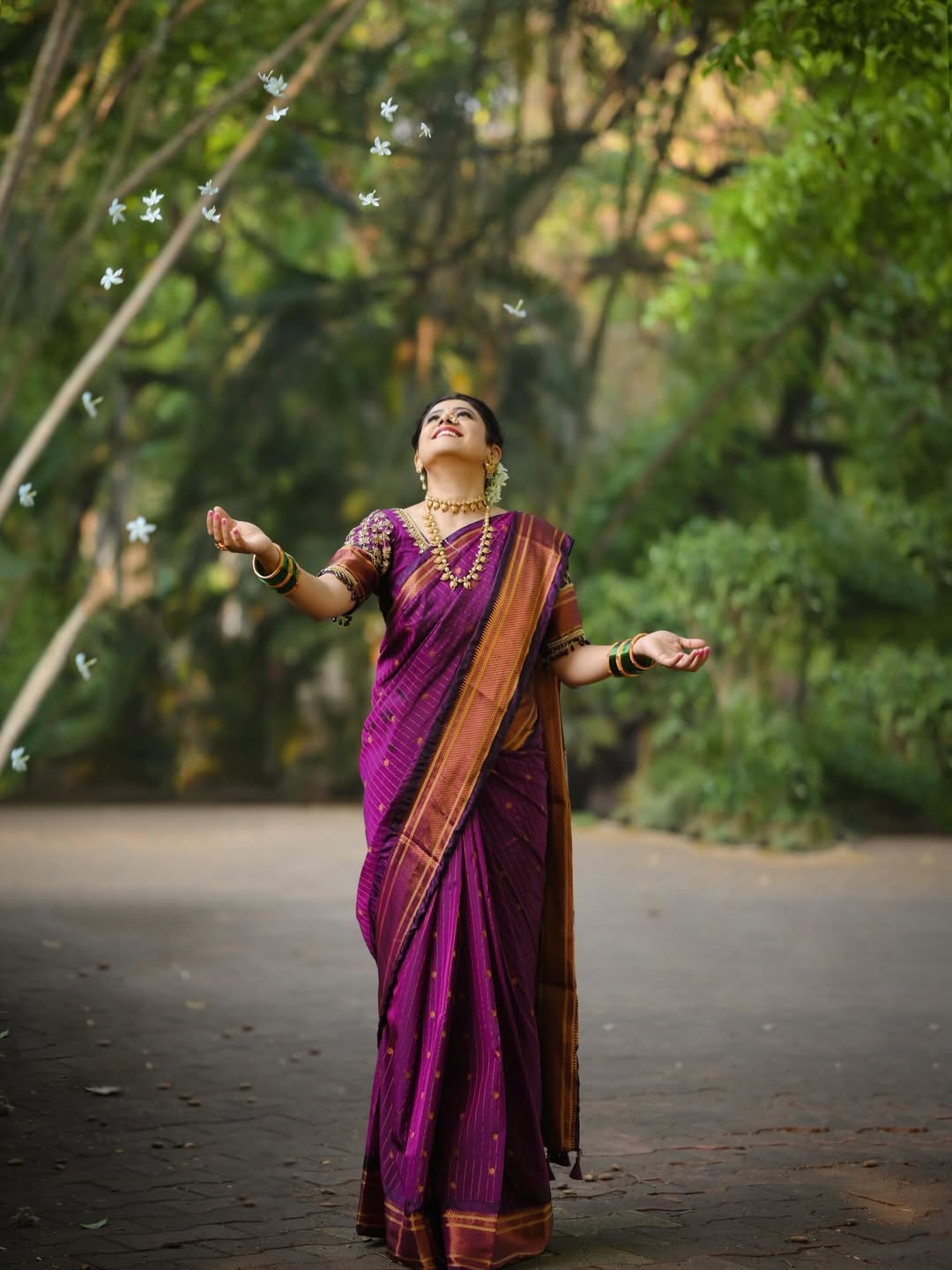 Ashvini Mahangade Purple Paithani Saree Look