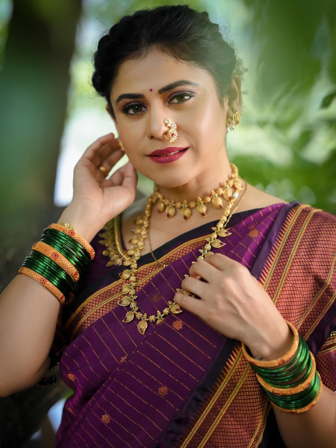 Ashvini Mahangade White Muniya Paithani Saree Look