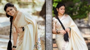 Ashvini Mahangade White Muniya Paithani Saree Look