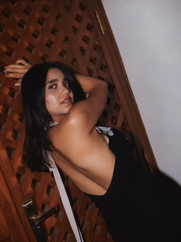 Bhagyashree Limaye Black Backless Dress