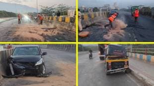 Kalwa bridge accident today | Thane road accident news | Car and rickshaw collision Kalwa | Thane civic disaster management team at accident spot